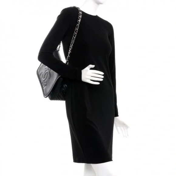 Authentic CHANEL Caviar Large Timeless CC Flap Shoulder Bag Black - Picture 3 of 16